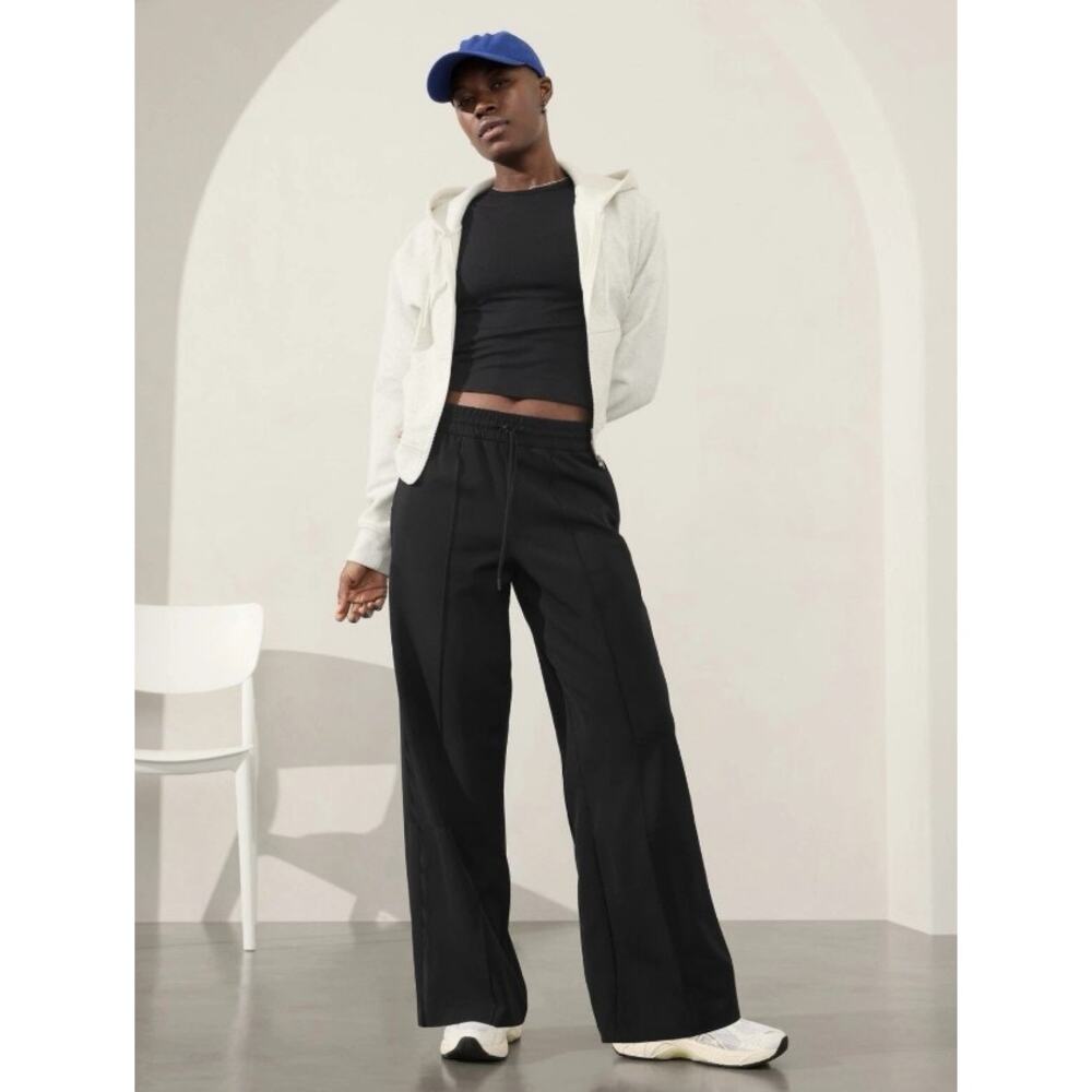 new ATHLETA black athletic athleisure straight leg drawstring Endeavor pants